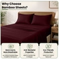 thumbnail image 3 of Lux Decor Rayon from Bamboo Blend Sheets Set Queen - 4 Piece Deep Pocket Bed Sheets Set, Burgundy, 3 of 8