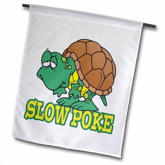 3dRose, Silly Slow Poke Turtle Cartoon, 12 x 18 inch Garden Flag