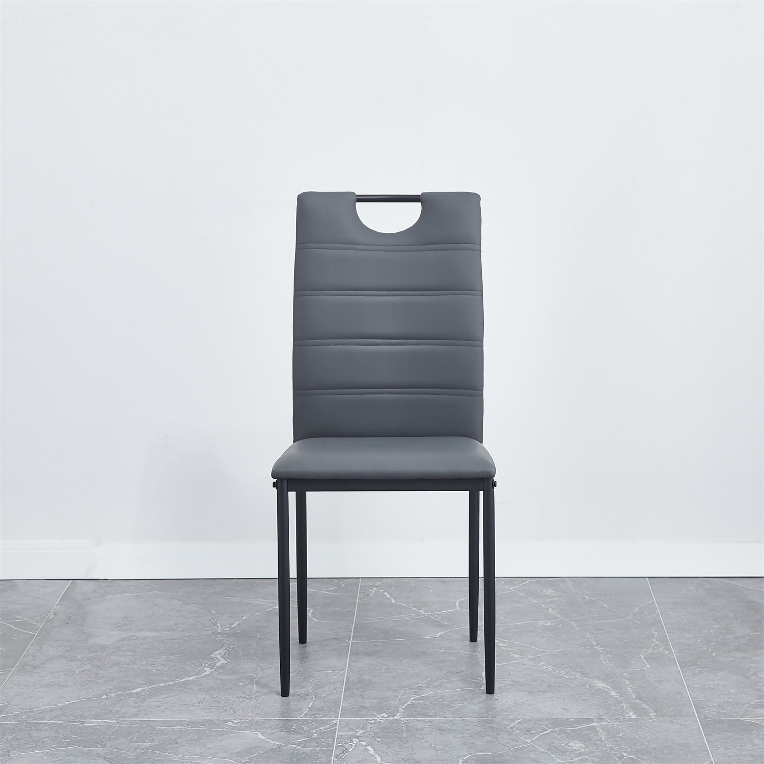 Kadyn PU Leather Dining Chairs Set of 4, High-Back Dining Side Chairs with cushion and painted metal legs, Modern Upholstered Dining Chairs for Living Room, Light Grey Kadyn PU Leather Dining Chairs Set of 4, High-Back Dining Side Chairs with cushion and painted metal legs, Modern Upholstered Dining Chairs for Living Room, Light Grey