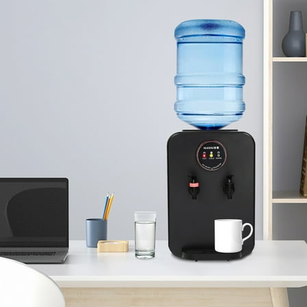 Hot/Cold Water Dispenser, Top Loading Water Dispenser Black 0.13gal Premium Countertop Water Dispenser, 10.04*9.84*14.56in