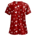 thumbnail image 5 of NIEWTR Women's V Neck Patterned Scrub Tops Breathable Medical Work Tunics with Pockets Stretch Fabric(Wine,2XL), 5 of 5