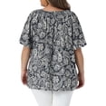 thumbnail image 3 of Agnes Orinda Women's Plus Size Tops Tie Crew Neck Short Sleeve Boho Print Blouse Summer Vacation Casual t Shirt 1X Black, 3 of 5