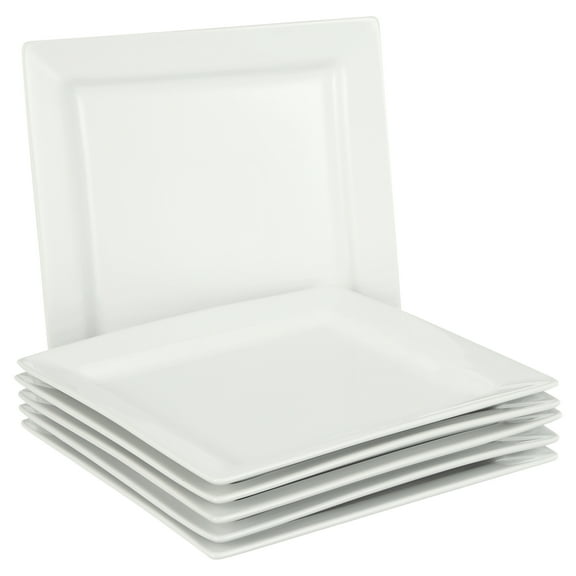 Better Homes & Gardens Square Porcelain Dinner Plates, White, Set of 6