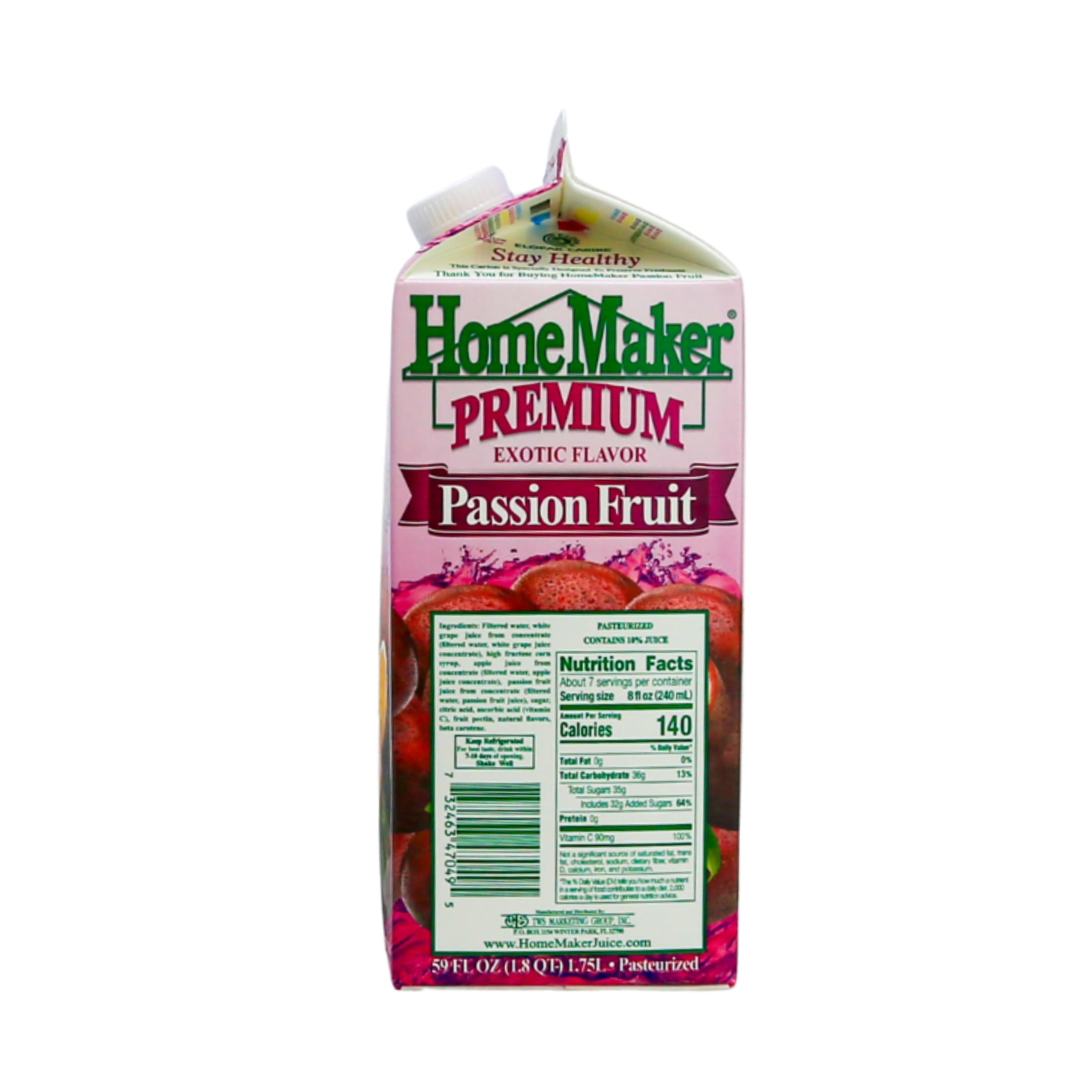 HomeMaker, Premium Exotic Flavor, Passion Fruit Juice, 59 fl oz Carton Box