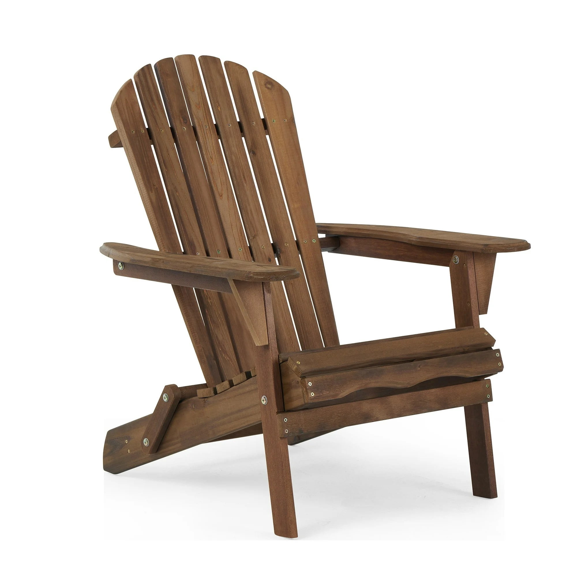 UHOMEPRO Outdoor Adirondack Chairs Set of 2, Weather Resistant Patio Lawn Chair, Wooden Folding Fire Pit Chairs for Outside Deck Garden Backyard Balcony, Patio Furniture Set Lounge Chairs, Brown