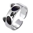 thumbnail image 1 of Anillo abierto con forma de panda para mujer, anillo abierto ajustable, anillo personalizado para niña, 1 of 5