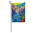 thumbnail image 1 of SIDONKU Original Oil Painting on Canvas Boats and Old Town Modern Impressionism by Ivailo Nikolov Garden Flag Decorative Flag House Banner 12x18 inch, 1 of 2