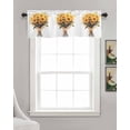 thumbnail image 3 of Sunflower Kitchen Valances for Windows Farmhouse Linen Window Valance Curtain for Living Room Window Treatment Farmhouse Pastoral Floral Watercolor Plant Valance Rod Pocket Topper Drape, 42 x 18 Inch, 3 of 6
