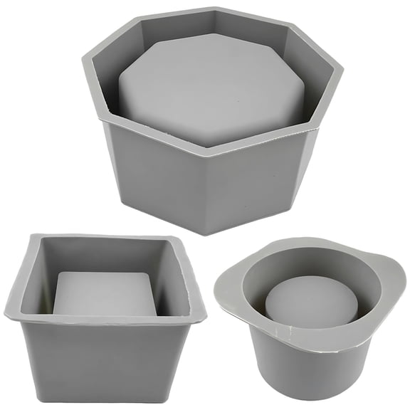3 Pcs of Silicone Cement Planter Molds Set, Square, Round, and Octagon Molds for DIY Flower Pots, Succulent Planters, Candle Holders, and Craft Projects, Quality, Reusable