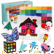 Meland Fuse Beads Kit 11,000 pcs 36 Colors Fuse Beads Craft Set for Kids Including 5 Pegboards Ironing Paper Chain Accessories