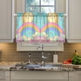 thumbnail image 2 of Yayeee Kitchen Curtains Tier Pair Light Filtering 27"x36" Rod Pocket Short Cafe Window Panel, Retro Blue Rainbow, 2 of 7
