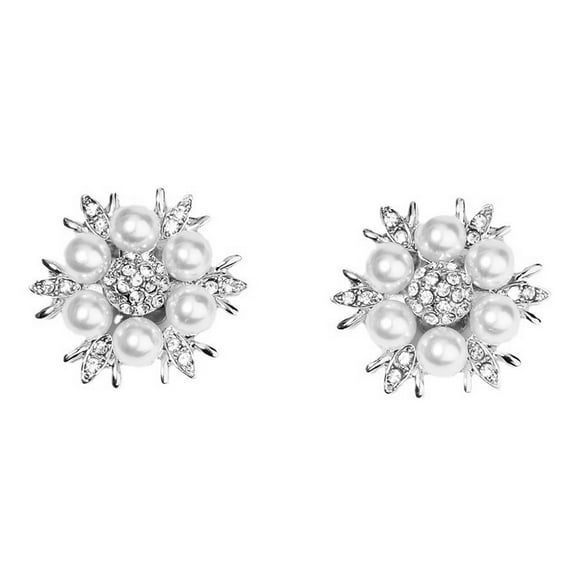 Miangastore Detachable Crystal Buckle Shoe Clips Silver Zinc Alloy 2Pcs