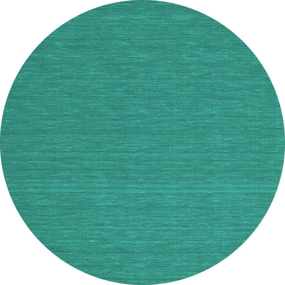 Ahgly Company Machine Washable Indoor Round Abstract Turquoise Blue Contemporary Area Rugs, 4' Round