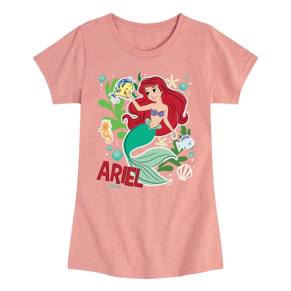Disney - Ariel Sticker - Youth Girls Fitted Short Sleeve T-Shirt