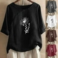 thumbnail image 4 of WREESH Womens Spring Summer T-Shirts Fashion Printed T-Shirt Short Sleeves Blouse Round Neck Casual Tops Black, 4 of 5