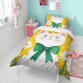 thumbnail image 4 of Cat with Bow and Daisies Duvet Cover and Pillowcase Set for Single Bedding, Bedroom Accessories for Kids Teens, 4 of 5