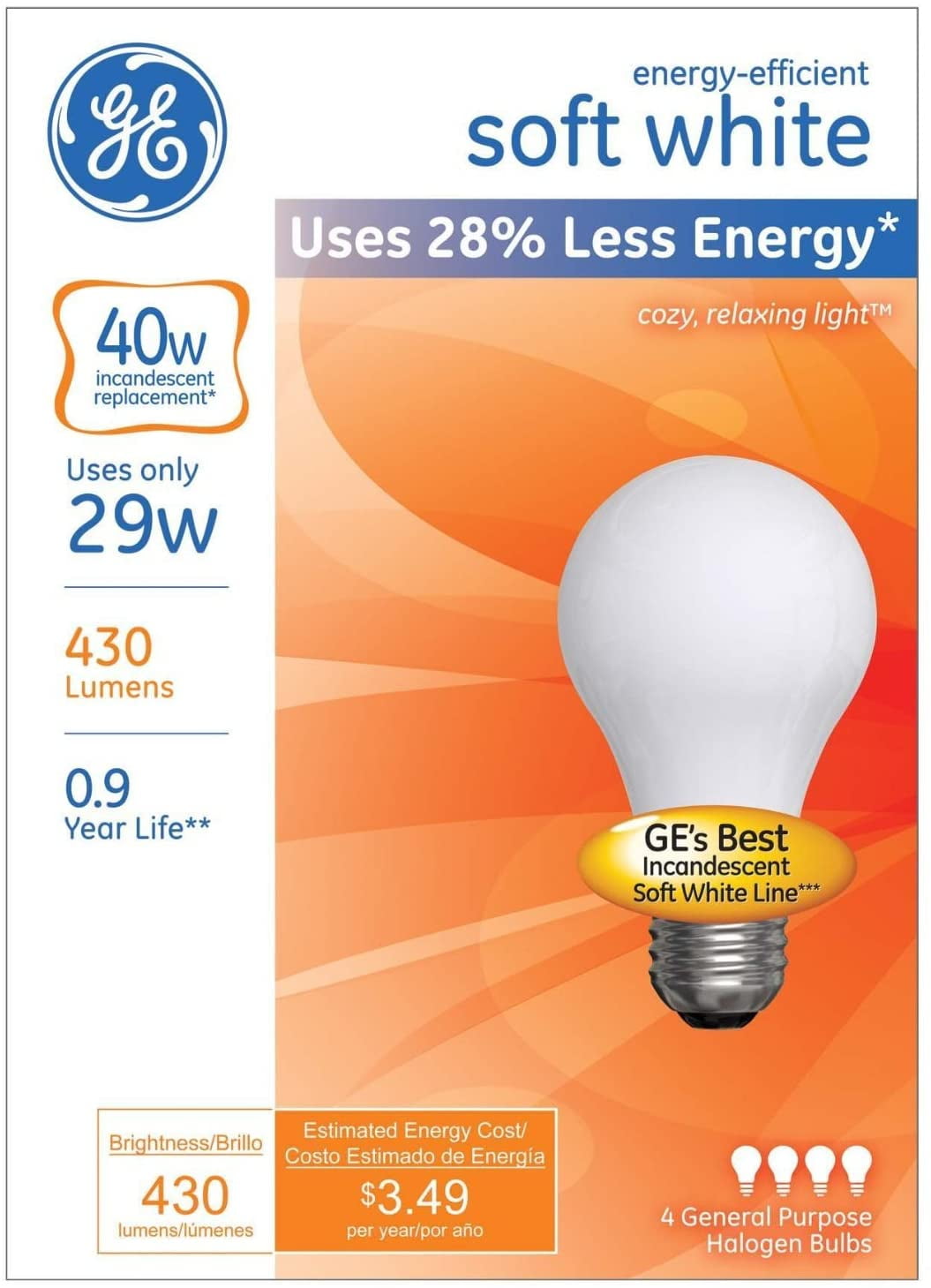 GE Lighting Soft White 29-Watt, 430-Lumen A19 Light Bulb with Medium Base, 8-Pack