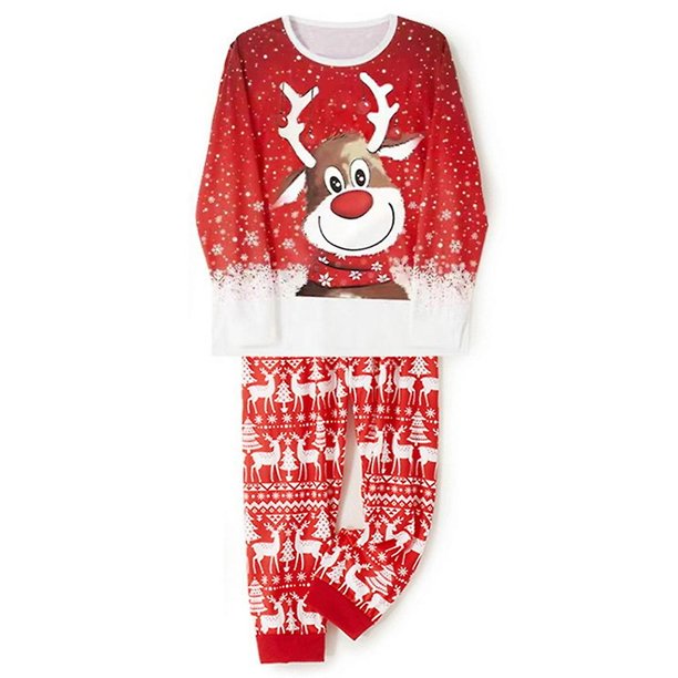 Child 8T Pijamas navideños para regalo familiar Conjunto de ropa de dormir navideña de manga larga