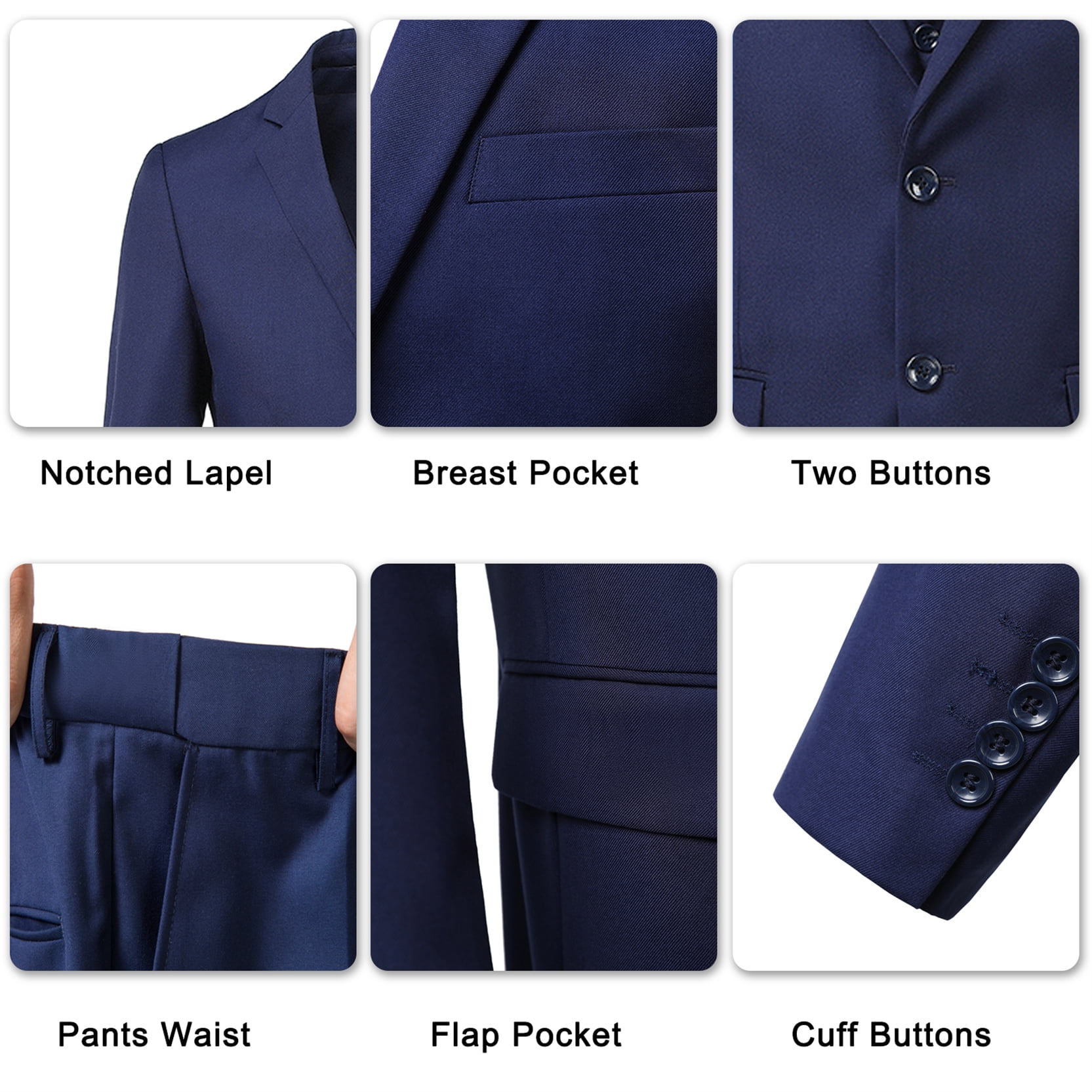 Wehilion Suit for Men Vintage Retro Wedding Suits Set Slim Fit 3 Pieces Jacket Blazer Groom Tuxedo Prom Mens Suit Royal Blue M, Men's, Size: Medium