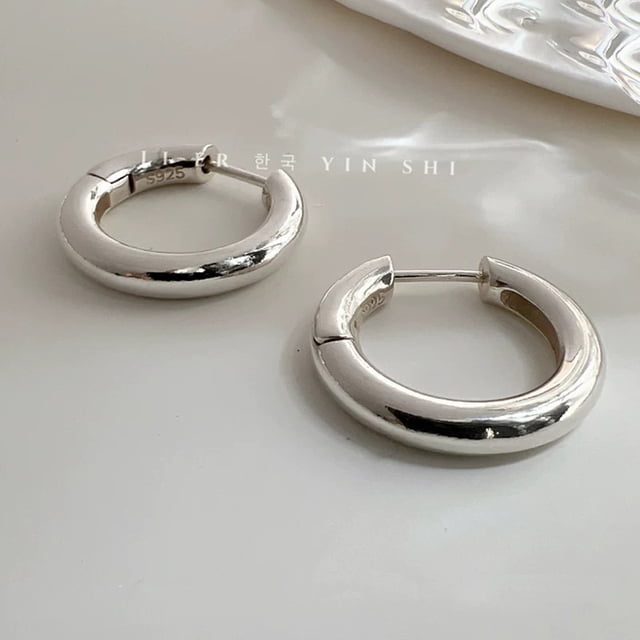 YAyu-pendientes de plata de ley 925 para mujer, aretes redondos simples a la moda, joyería para prevenir alergias, accesorios para fiesta