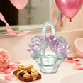 thumbnail image 6 of Valentines Centerpieces Elegant, Glass Flower Basket with Crystal Look, Tabletop Dining Decor, Gift for Anniversary Dinner, 6 of 9
