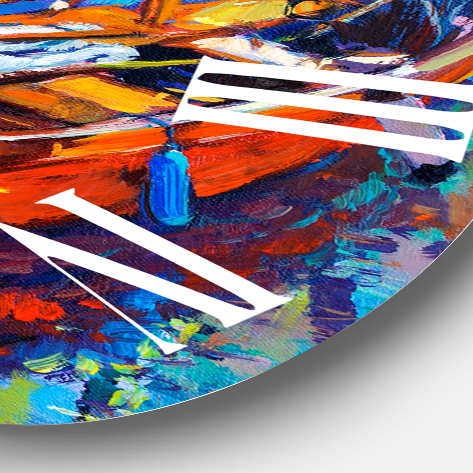 Designart 'Three Boats In The Harbor' Nautical & Coastal Wall Clock