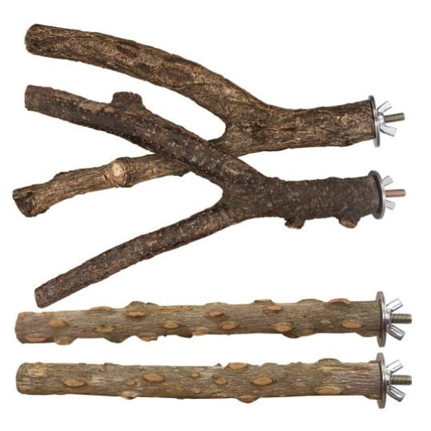 Juego De 5 Perchas De Madera Natural Para Pájaros - 5 Tamaños, Para Jaulas De Cacatúas, Agapornis, Etc.