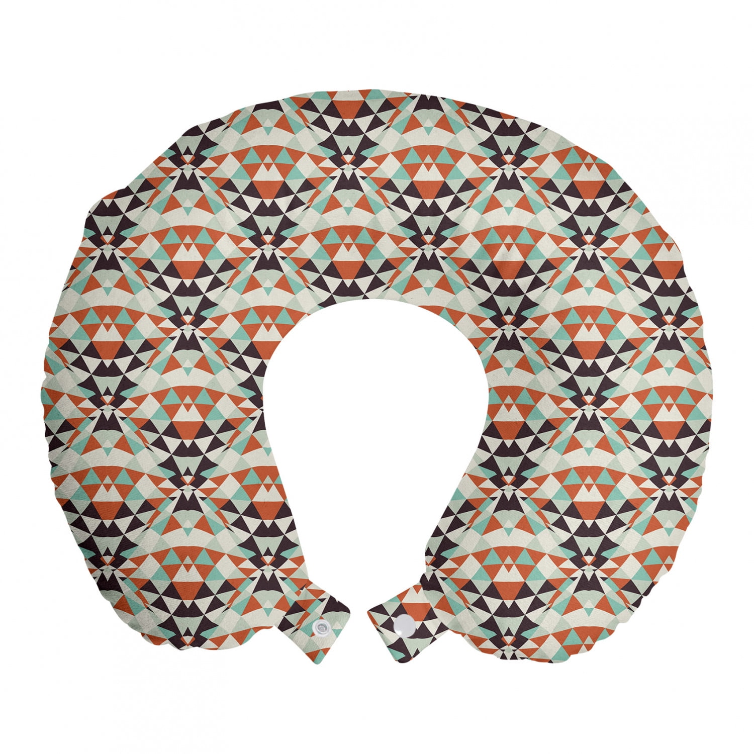 Retro Travel Pillow Neck Rest, Old Fashioned Style Abstract Pattern
