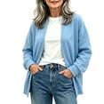 thumbnail image 5 of ITSAME Womens Long Sleeve Cardigan Jacket Lightweight with Pockets Fall Winter Casual Comfy Outerwear Light Blue Size S, 5 of 5