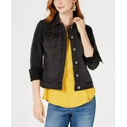Style & Co Women's Denim Jacket Black Size Petite Small