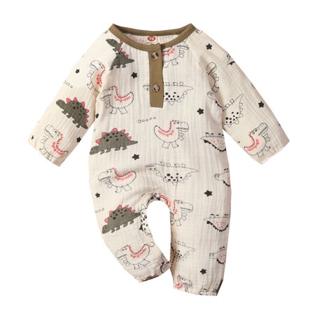 

Newborn Baby Dinosaur Romper Snap Closure Bodysuit Cotton Knitted Jumpsuit