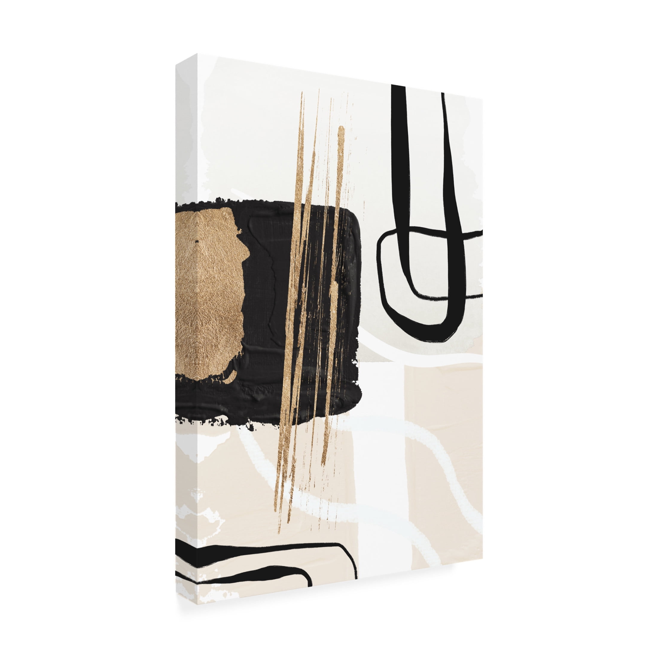 Trademark Fine Art Sally Ann Moss Abstract Black and Gold 5 Canvas Wall Art