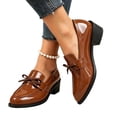 thumbnail image 5 of Busydd Womens Loafers Fashion Glossy Chunky Block Heel Dress Shoes Casual Comfortable Closed Toe Solid Color Slip On Shoes, 5 of 7