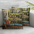thumbnail image 3 of PHYHOO  Summer Retro Outdoor Throw Pillow Covers Welcome to Our Porch Sign and Breathe Letter Decor Pillow Covers for Swing Garden Hammock Chair Sofa White, 3 of 5