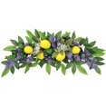 thumbnail image 1 of Wekity Artificial Lemon Wreath Lifelike Fake Fruit Props Yellow Lemons Fruit Wreath Simulation Lemon Stem with Green Leaves Decorative Fruit Garland for Table Centerpiece, Assorted, swag-0619, 1 of 5