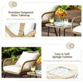thumbnail image 4 of Patiojoy 3PCS Patio Rattan Furniture Set Outdoor Bistro Set w/Washable Cushion Conversation Set w/2 Armchairs for Backyard White, 4 of 8