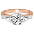 thumbnail image 3 of 2 Carat IGI Certified Round Shape Lab Grown Diamond Engagement Ring | 14K Rose Gold | Madison Three Stone Side Baguette Diamond Lab Diamond Ring | FG-VS1-VS2 Quality Friendly Diamonds, 3 of 4