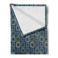 thumbnail image 2 of Retro Soft Flannel Fleece Throw Blanket, Abstract Lattice Looking Vibrant Squares Retro Style Image, Cozy Plush for Indoor and Outdoor Use, 50" x 70", Yellow Green Seafoam, by Ambesonne, 2 of 5