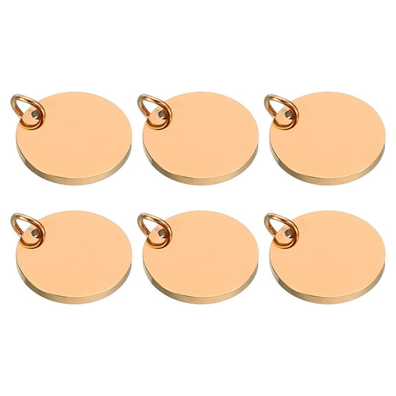14mm Steel Disc, 6pcs Stainless Steel Stamping Blanks Tags for Laser Engraving Stamping Jewelry Making,Rose Gold