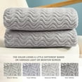 thumbnail image 5 of Exclusivo Mezcla Large Flannel Fleece Throw Blanket, Jacquard Weave Wave Pattern Blanket (50" x 70", Light Grey), 5 of 9