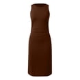 thumbnail image 4 of Siilsaa Women's Retro Ruffle Style Slim Work Pencil Dress Coffee,XL, 4 of 5