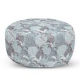 thumbnail image 1 of Floral Pouf Cover with Zipper, Soft Toned Spring Petals Ornamental Eco Shabby Form Herbs Classic Print, Soft Decorative Fabric Unstuffed Case, 30" W X 17.3" L, Pale Blue White Taupe, by Ambesonne, 1 of 5