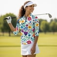 thumbnail image 4 of Uorisanigo Colorful Flower Women's Golf Top Comfortable Polyester Spandex Fabric Moisture Wicking Casual Tennis Activewear Fashion Quarter Zip Workout Sports Outing Wear Size S, 4 of 7