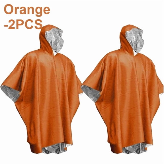 OutdoorPortable Emergency Rain Poncho Survival CampingThermal Insulated Raincoat for Hiking Trekking and Cold Weather Protection