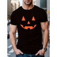 thumbnail image 1 of Halloween T-shirt Men's Halloween Pumpkin Print T-Shirt, Casual Crew Neck Short Sleeve Top, 100% Cotton Knitted Fabric, Slightly Elastic, Regular Version, Summer Street Fashion T-Shirt, 1 of 6