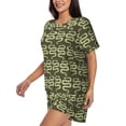 thumbnail image 2 of "Wukai Green Snake Women's Pajama Set - Short-Sleeve Top and Shorts with Elastic Waistband and Pockets for Loungewear, Yoga, and Casual Wear-XX-Large, 2 of 8