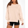 thumbnail image 3 of BTFBM Women's Casual Crewneck Sweatshirts Spring Long Sleeve Side Slit Workout Fleece Pullover Top Fashion Clothing, 3 of 9