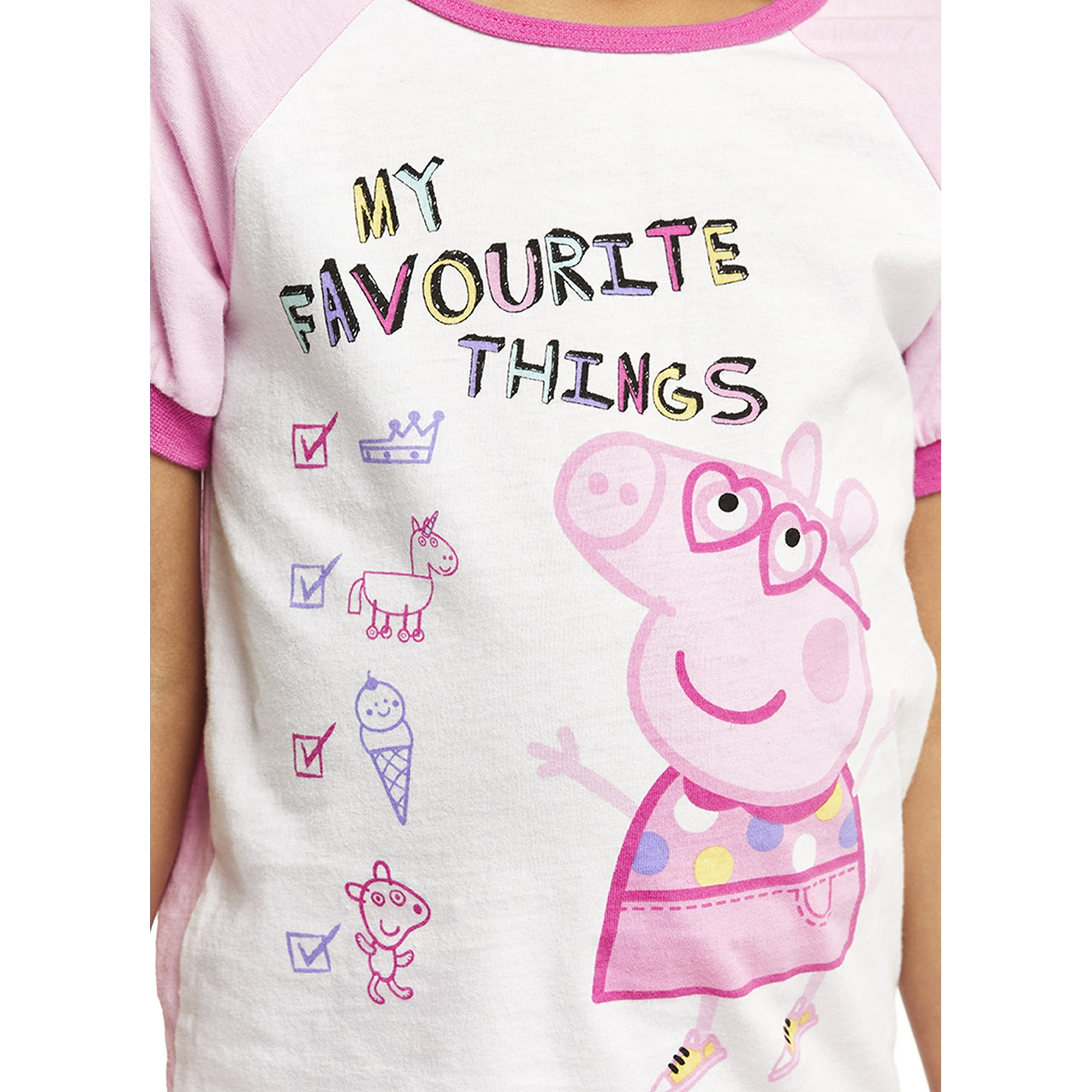 Peppa Pig Girls 2 Piece Cotton Pajama Set Short Sleeve Top and Jogger Pants Peppa Pig by Jellifish Kids Walmart