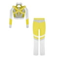 thumbnail image 3 of iixpin Girl's Acrobatics Dance Outfits Athletic Crop Top with Flared Pants Stage Performance Clothes Set Fluorescent Yellow 16, 3 of 4