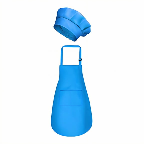 AUQ Kids Apron,Polyester Fabric Panel Toddler Apron,Lightweight Design for Kid Kids Aprons for Cooking,Blue